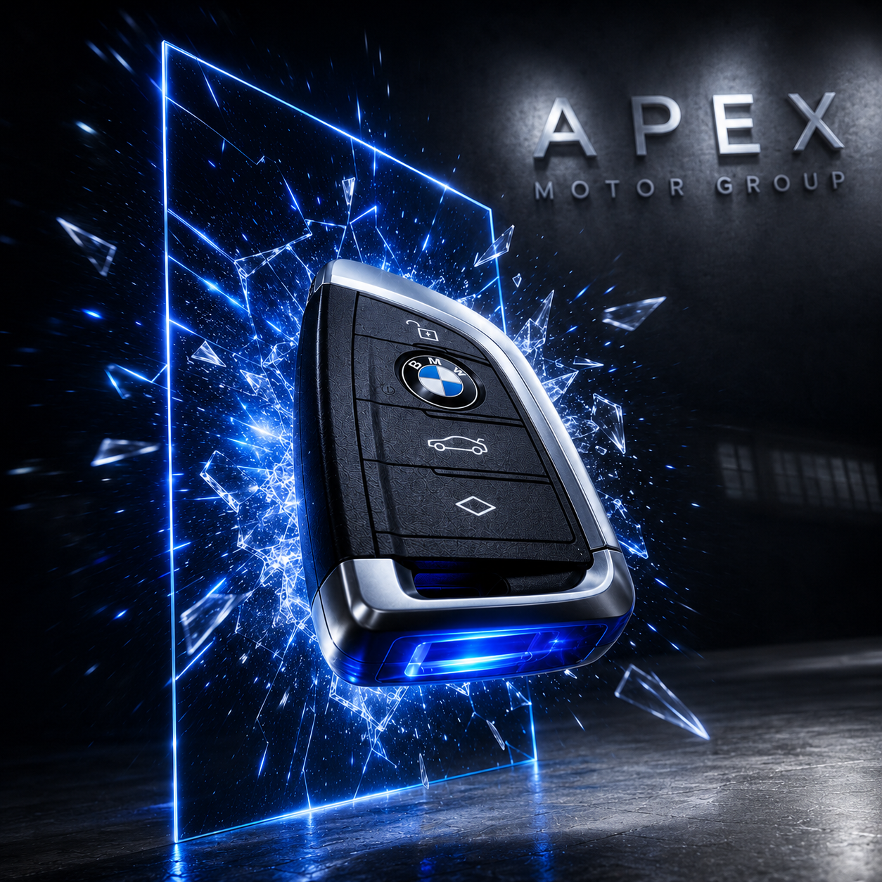 Premium dark vehicle in the Apex showroom